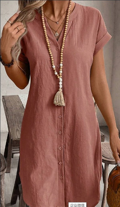 Nicole – Knielanges Hemdblusenkleid mit Schmetterlingsärmeln