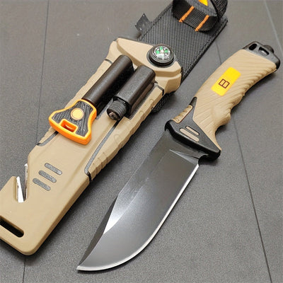 10,2 Zoll Outdoor Taschenmesser - Ultra scharf, hohe Härte, tragbar mit rutschfestem Griff, Nachtlicht, Kompass, Magnesiumstab und Sicherheitsklinge - Essentiell für Camping und Reisen