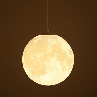 3D runde Mond Anhängerlampe - Weiße Deckenlampe mit Monddesign für Schlafzimmer & Wohnzimmer