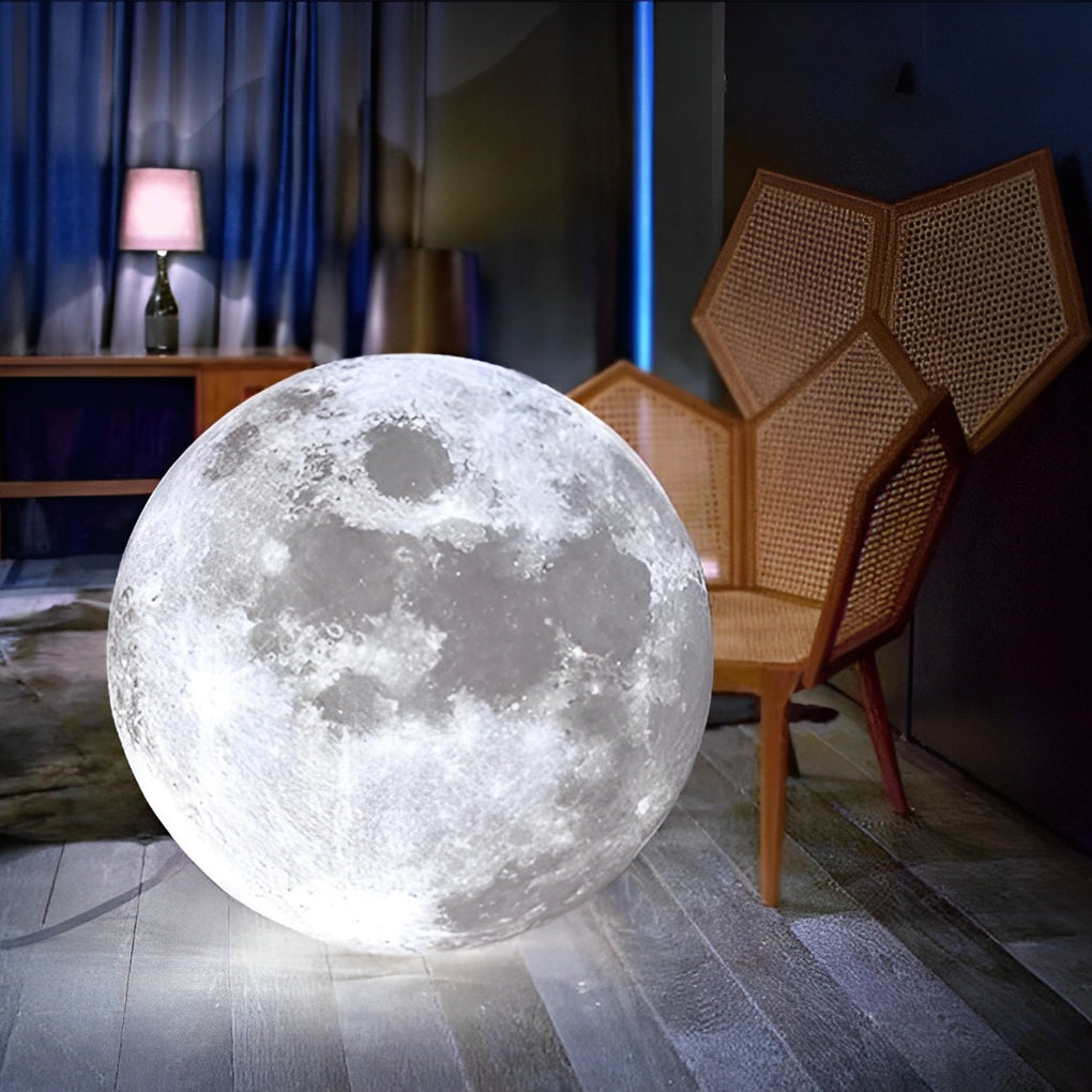 3D runde Mond Anhängerlampe - Weiße Deckenlampe mit Monddesign für Schlafzimmer & Wohnzimmer