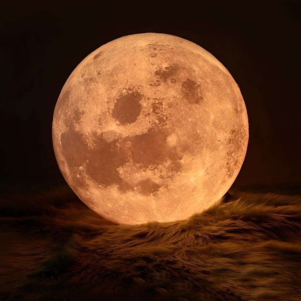3D runde Mond Anhängerlampe - Weiße Deckenlampe mit Monddesign für Schlafzimmer & Wohnzimmer