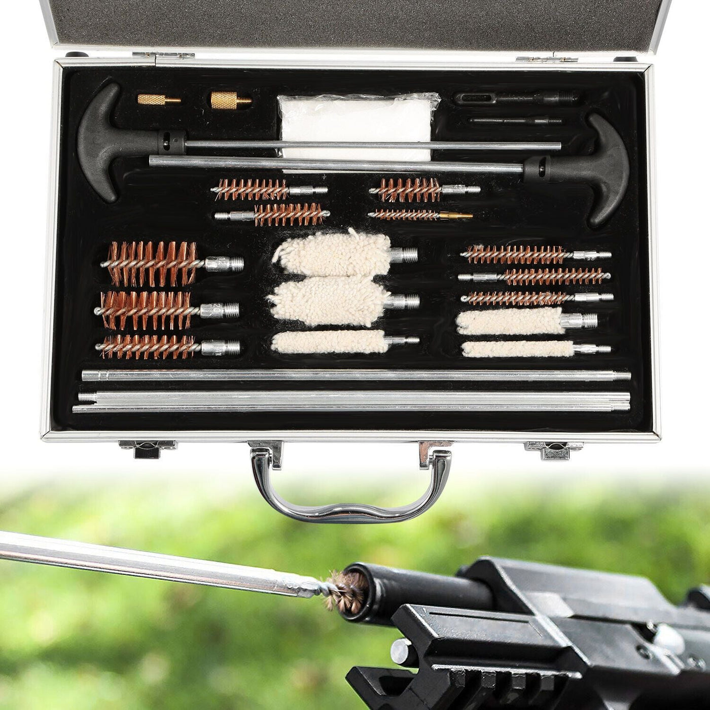 126-teilige Universalwaffenreinigungsset für Pistole, Gewehr und Schrotflinte - Komplettset mit Tragetasche