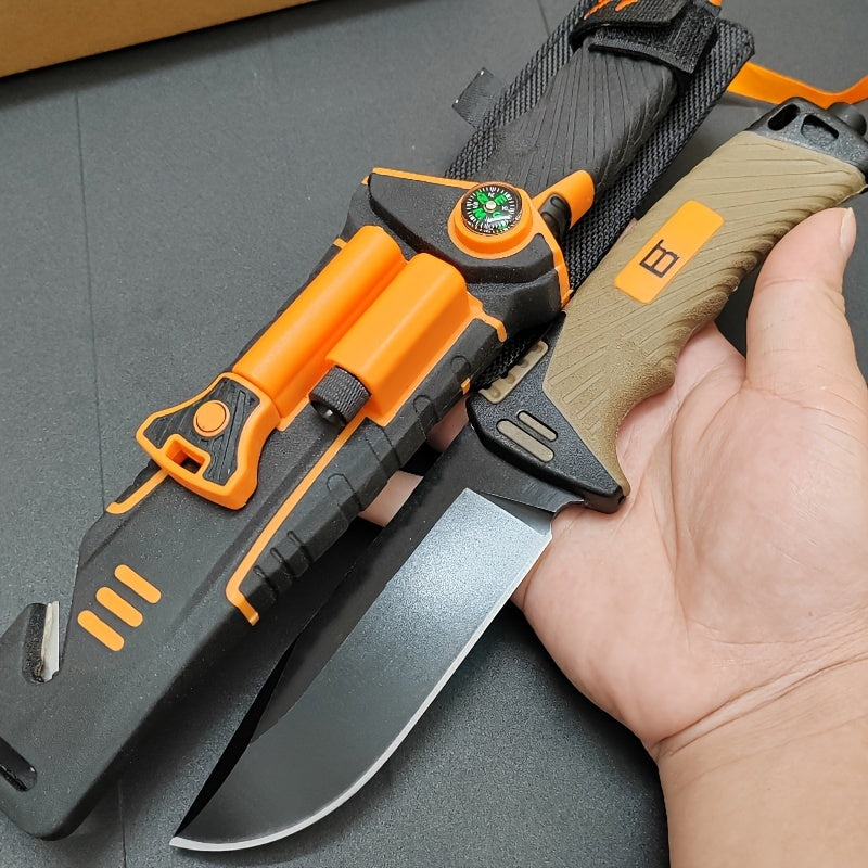 10,2 Zoll Outdoor Taschenmesser - Ultra scharf, hohe Härte, tragbar mit rutschfestem Griff, Nachtlicht, Kompass, Magnesiumstab und Sicherheitsklinge - Essentiell für Camping und Reisen