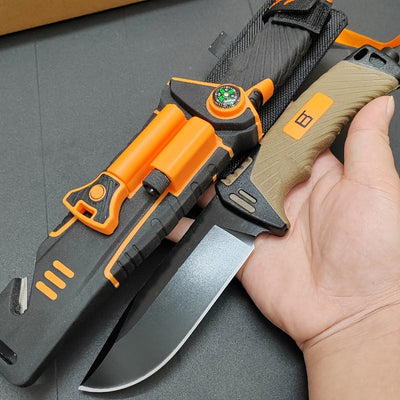10,2 Zoll Outdoor Taschenmesser - Ultra scharf, hohe Härte, tragbar mit rutschfestem Griff, Nachtlicht, Kompass, Magnesiumstab und Sicherheitsklinge - Essentiell für Camping und Reisen