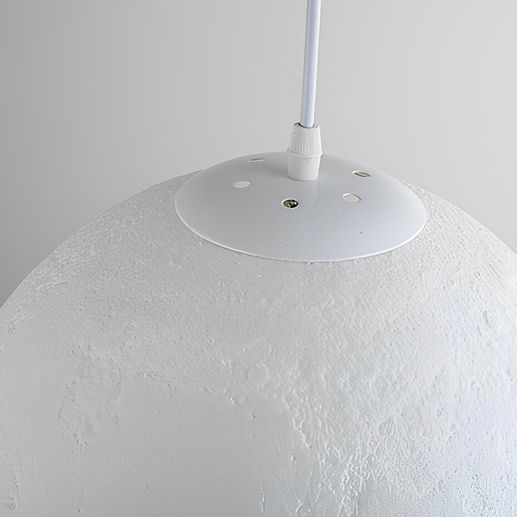 3D runde Mond Anhängerlampe - Weiße Deckenlampe mit Monddesign für Schlafzimmer & Wohnzimmer
