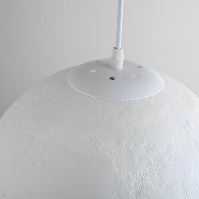 3D runde Mond Anhängerlampe - Weiße Deckenlampe mit Monddesign für Schlafzimmer & Wohnzimmer