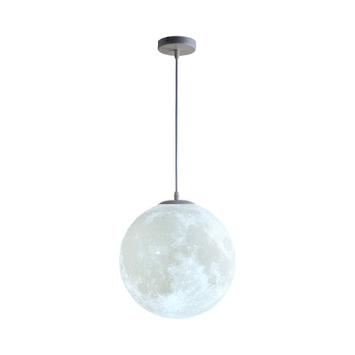 3D runde Mond Anhängerlampe - Weiße Deckenlampe mit Monddesign für Schlafzimmer & Wohnzimmer