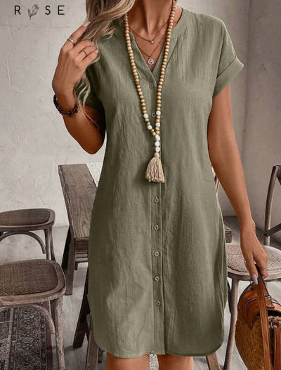 Nicole – Knielanges Hemdblusenkleid mit Schmetterlingsärmeln