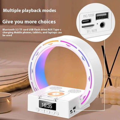 4 In 1 Wireless Bluetooth Lautsprecher Ladepad Nachtlampe Mit Wecker Tageslicht Für Schlafzimmer Unterstützt USB-Laufwerk TF-Karte
