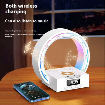 4 In 1 Wireless Bluetooth Lautsprecher Ladepad Nachtlampe Mit Wecker Tageslicht Für Schlafzimmer Unterstützt USB-Laufwerk TF-Karte