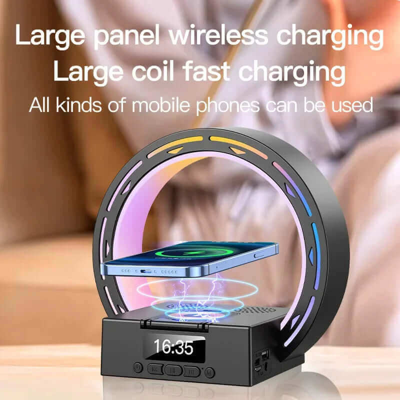 4 In 1 Wireless Bluetooth Lautsprecher Ladepad Nachtlampe Mit Wecker Tageslicht Für Schlafzimmer Unterstützt USB-Laufwerk TF-Karte