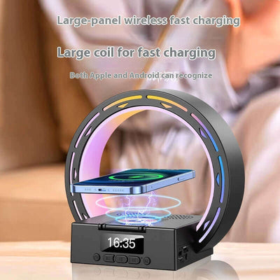4 In 1 Wireless Bluetooth Lautsprecher Ladepad Nachtlampe Mit Wecker Tageslicht Für Schlafzimmer Unterstützt USB-Laufwerk TF-Karte