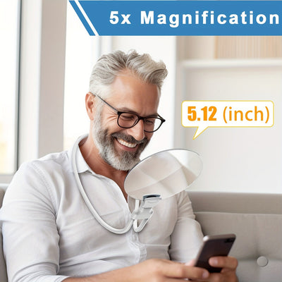 5X Vergrößerungsglas Pro – Hands-Free verstellbare Nackenlupe für Senioren und Menschen mit Sehschwäche – Perfekt zum Lesen, Nähen, Basteln und Prüfen
