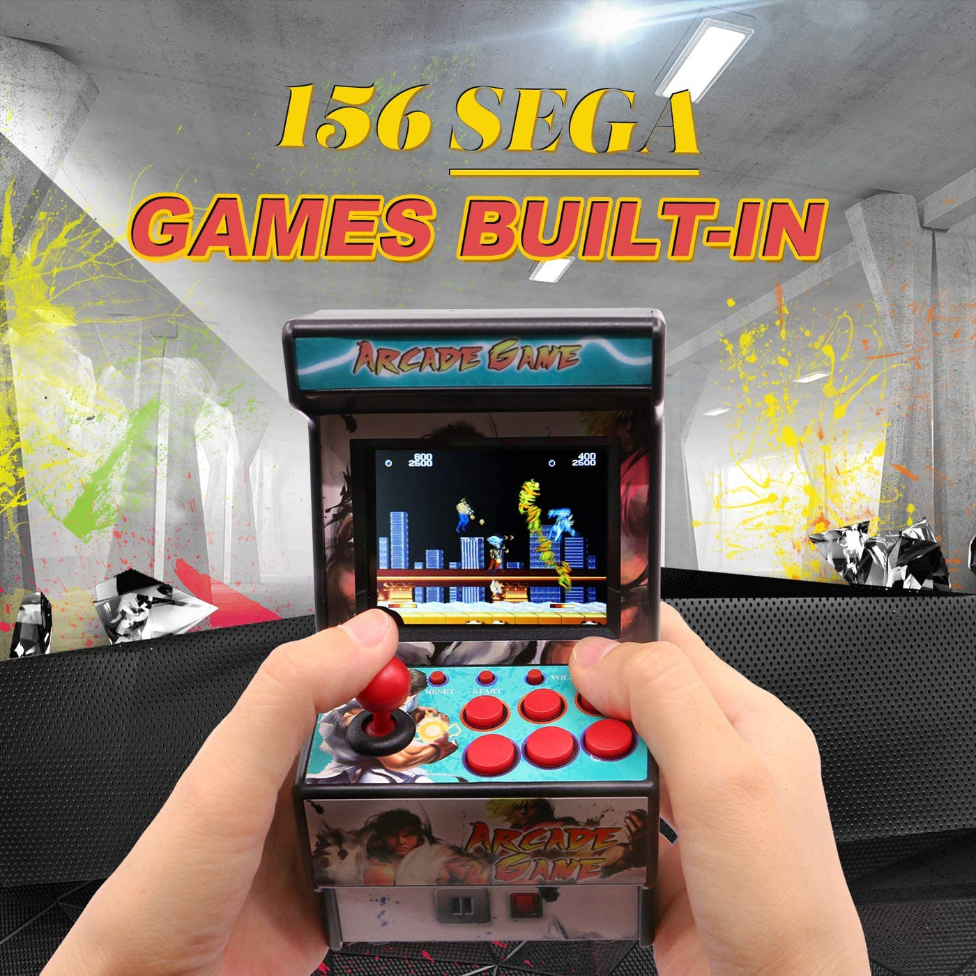 16-Bit Mini-Arcade-Spielautomaten für Kinder mit 156 klassischen Handheld-Videospielen