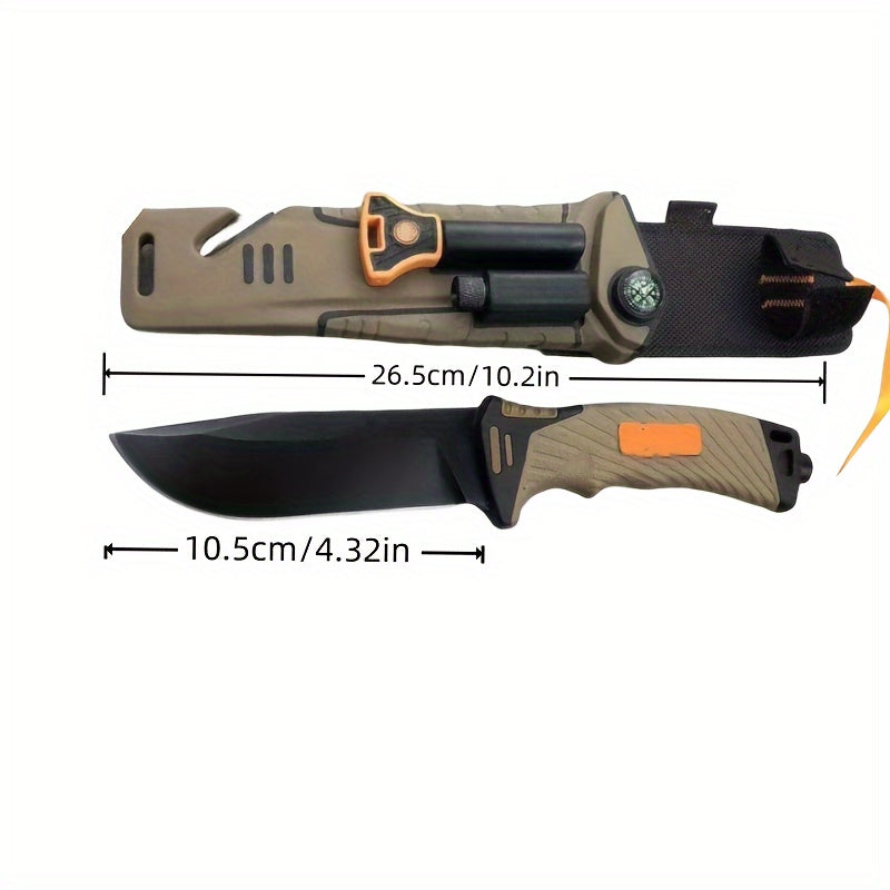 10,2 Zoll Outdoor Taschenmesser - Ultra scharf, hohe Härte, tragbar mit rutschfestem Griff, Nachtlicht, Kompass, Magnesiumstab und Sicherheitsklinge - Essentiell für Camping und Reisen
