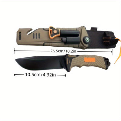 10,2 Zoll Outdoor Taschenmesser - Ultra scharf, hohe Härte, tragbar mit rutschfestem Griff, Nachtlicht, Kompass, Magnesiumstab und Sicherheitsklinge - Essentiell für Camping und Reisen