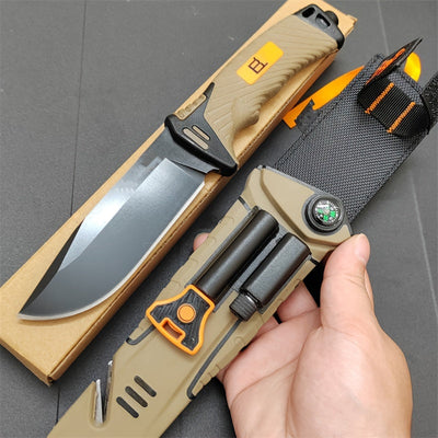10,2 Zoll Outdoor Taschenmesser - Ultra scharf, hohe Härte, tragbar mit rutschfestem Griff, Nachtlicht, Kompass, Magnesiumstab und Sicherheitsklinge - Essentiell für Camping und Reisen