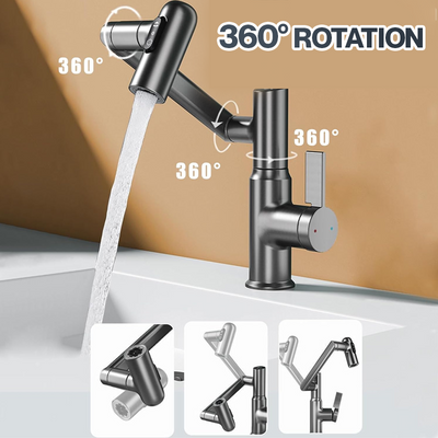 360° Digitalanzeige LED Rotation Multifunktion Schwenkarm Wasserhahn für Badezimmerwaschbecken