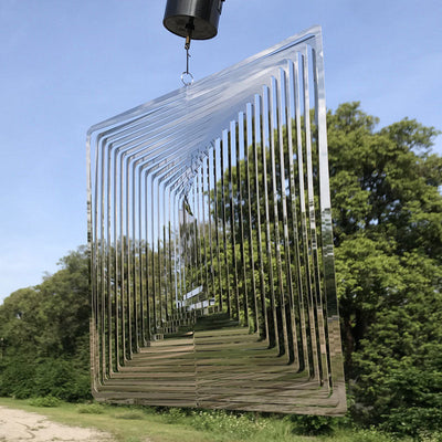 3D-Metal-Windspiel, Schlafzimmer, Innen- und Außenbereich, Dekoration, Herz, quadratisch, Tropfenform, Schnitzerei, Kunsthandwerk, rotierendes 3D-Metal-Windspiel