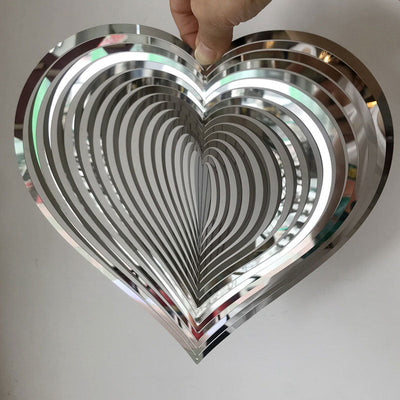 3D-Metal-Windspiel, Schlafzimmer, Innen- und Außenbereich, Dekoration, Herz, quadratisch, Tropfenform, Schnitzerei, Kunsthandwerk, rotierendes 3D-Metal-Windspiel