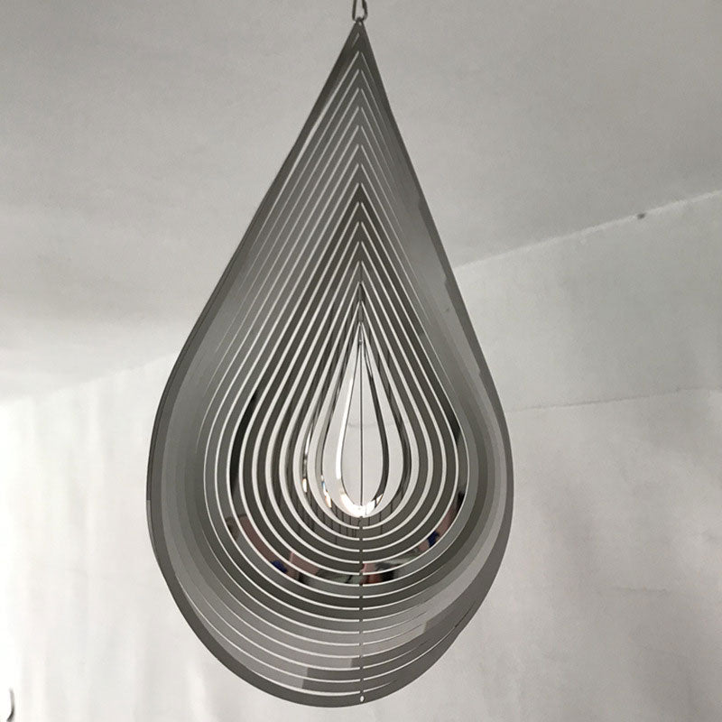 3D-Metal-Windspiel, Schlafzimmer, Innen- und Außenbereich, Dekoration, Herz, quadratisch, Tropfenform, Schnitzerei, Kunsthandwerk, rotierendes 3D-Metal-Windspiel