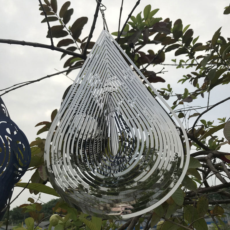 3D-Metal-Windspiel, Schlafzimmer, Innen- und Außenbereich, Dekoration, Herz, quadratisch, Tropfenform, Schnitzerei, Kunsthandwerk, rotierendes 3D-Metal-Windspiel