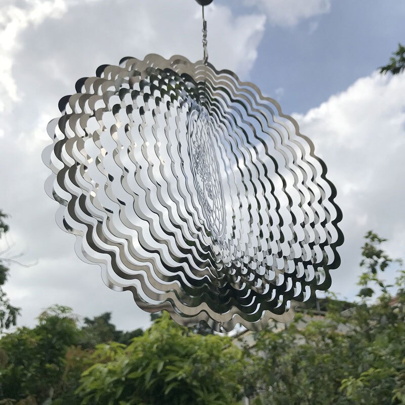 3D-Metal-Windspiel, Schlafzimmer, Innen- und Außenbereich, Dekoration, Herz, quadratisch, Tropfenform, Schnitzerei, Kunsthandwerk, rotierendes 3D-Metal-Windspiel