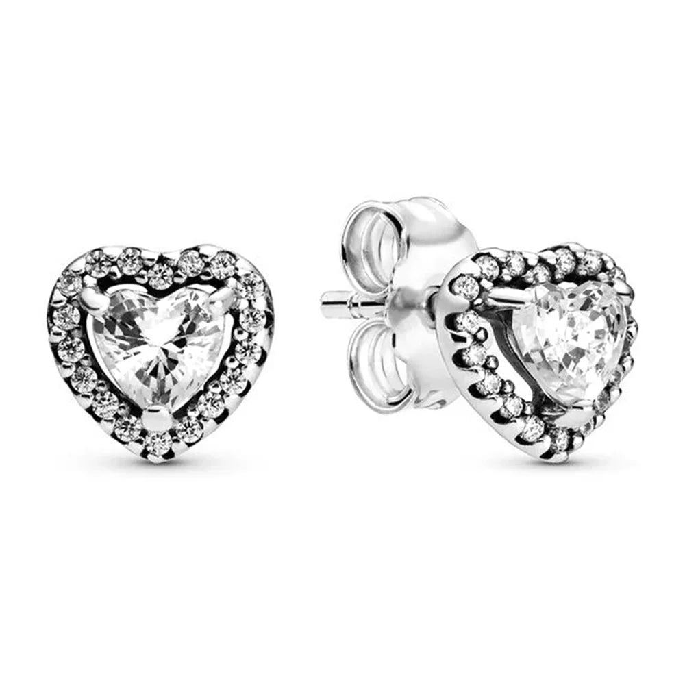 925 Sterling Silber Ohrstecker Klare Funken Krone Herz Tropfen Halo Ohrringe Für Frauen Hochzeitsfeier Schmuck Geschenk