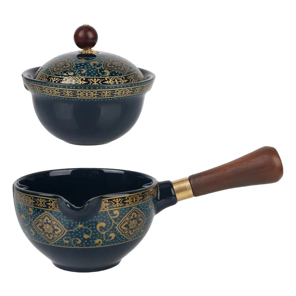 360-Grad-Rotations-Teebereiter und Teesieb, Keramik-Teetasse für Puer-Porzellan, chinesisches Gongfu-Teeset, Blumen, exquisite Form