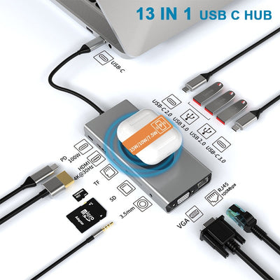 15in1 USB-C Wireless-Ladestation Dockingstation