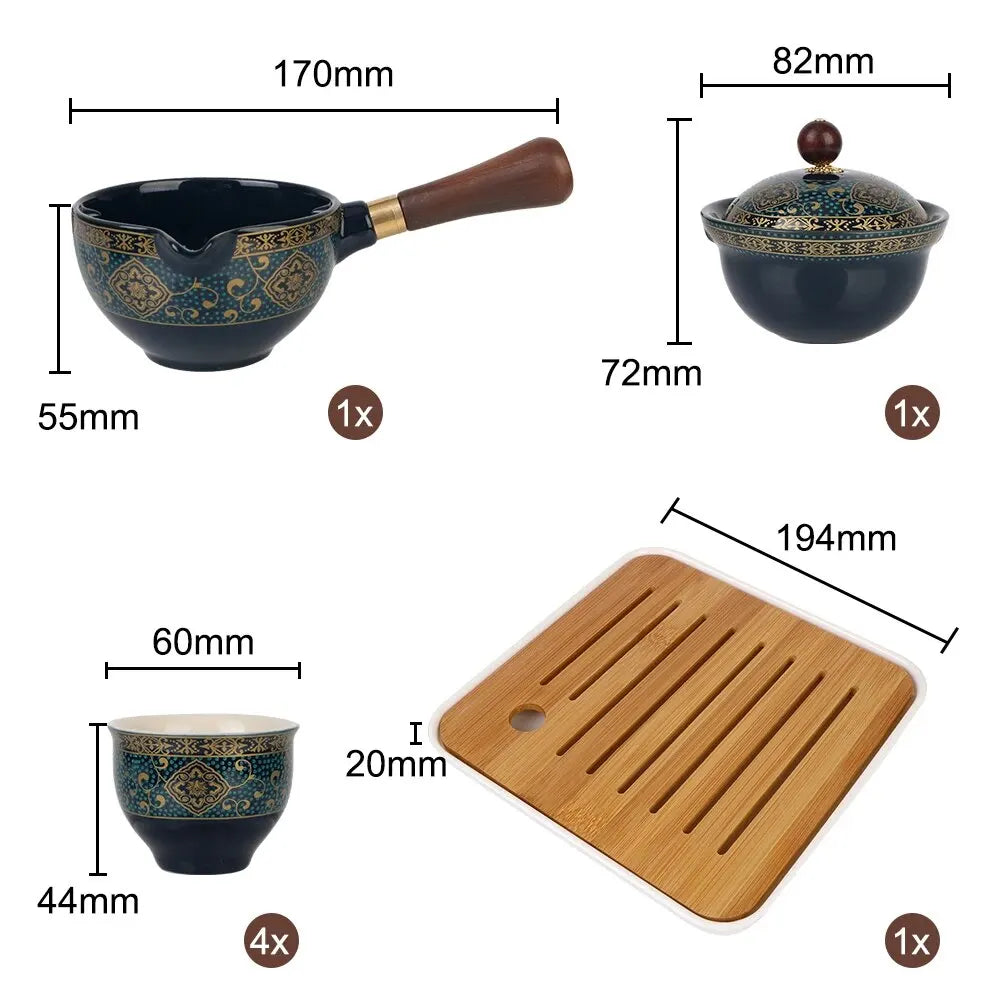 360-Grad-Rotations-Teebereiter und Teesieb, Keramik-Teetasse für Puer-Porzellan, chinesisches Gongfu-Teeset, Blumen, exquisite Form