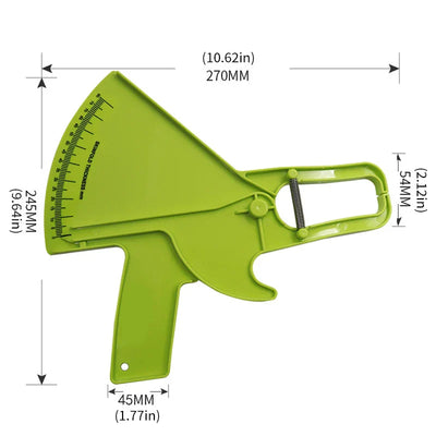 0-80mm Körperfettmessgerät - Sebumkaliper Klammerförmiges Lineal - Hautfalttestinstrument mit Maßband