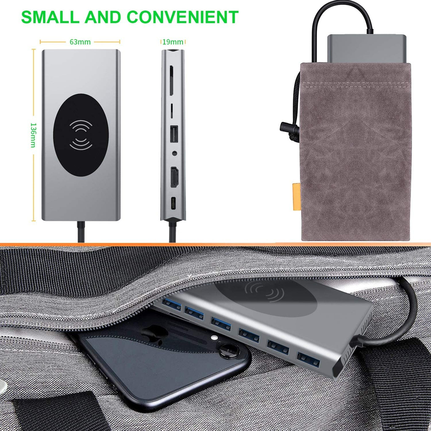 15in1 USB-C Wireless-Ladestation Dockingstation
