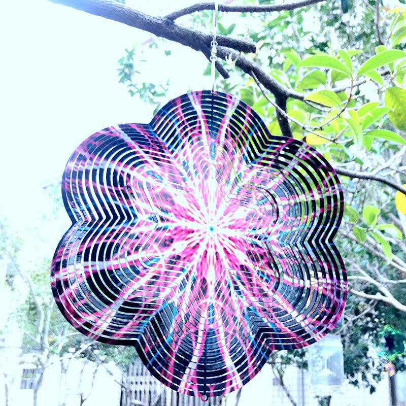 3D-Metal-Windspiel, Schlafzimmer, Innen- und Außenbereich, Dekoration, Herz, quadratisch, Tropfenform, Schnitzerei, Kunsthandwerk, rotierendes 3D-Metal-Windspiel