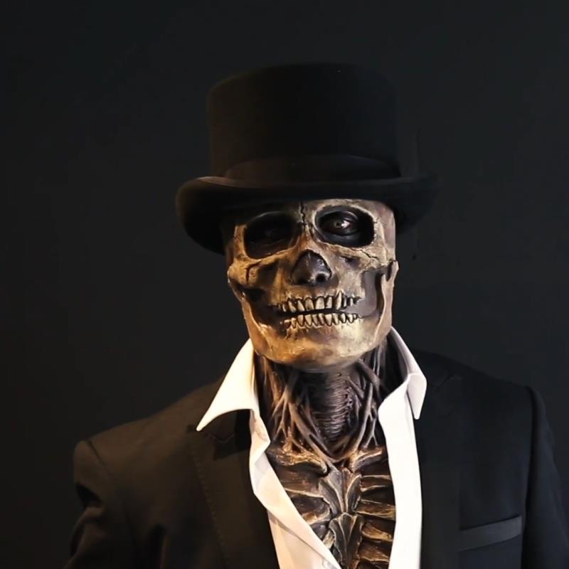 2023 neueste Skeleton Bio-Maske Halloween Horror Maske Cosplay Party 3D Latex bewegliche Backe Helm Skeleton Dekoration Requisiten