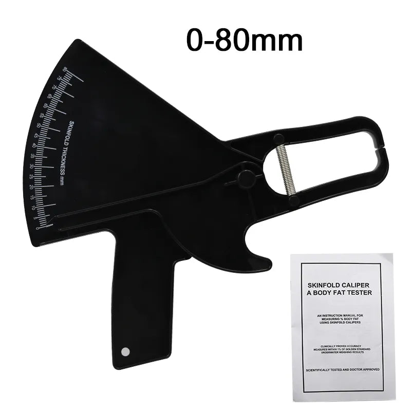0-80mm Körperfettmessgerät - Sebumkaliper Klammerförmiges Lineal - Hautfalttestinstrument mit Maßband