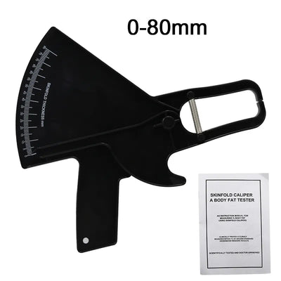0-80mm Körperfettmessgerät - Sebumkaliper Klammerförmiges Lineal - Hautfalttestinstrument mit Maßband