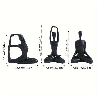 3Stk/Set, Schwarzes Yoga Figuren