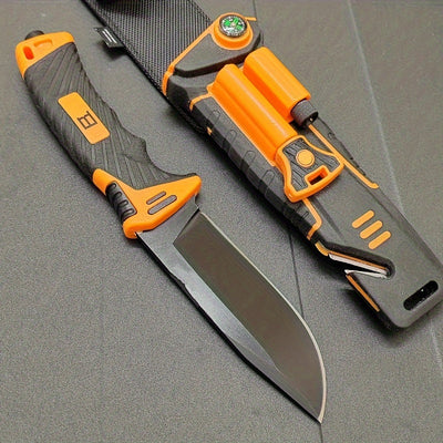 10,2 Zoll Outdoor Taschenmesser - Ultra scharf, hohe Härte, tragbar mit rutschfestem Griff, Nachtlicht, Kompass, Magnesiumstab und Sicherheitsklinge - Essentiell für Camping und Reisen