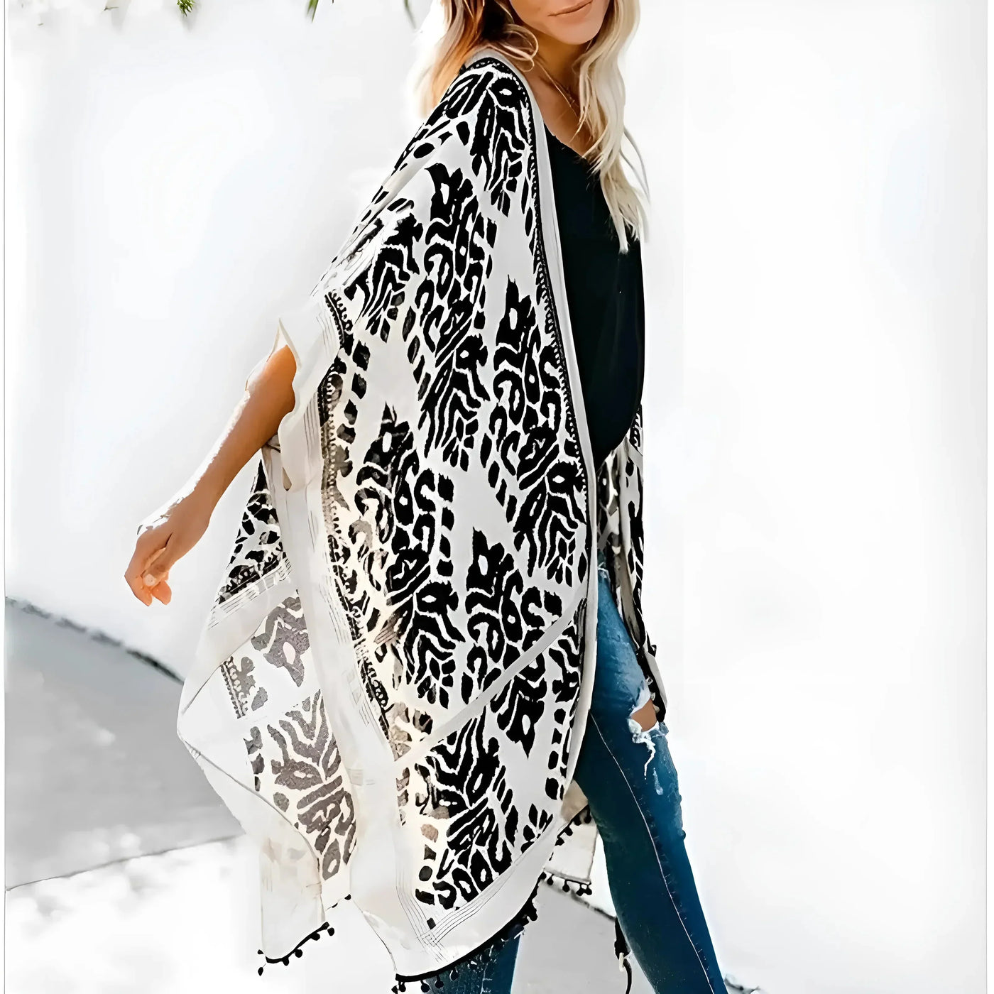 Avelena | Strandkimono Mit Kunstvollen Mustern