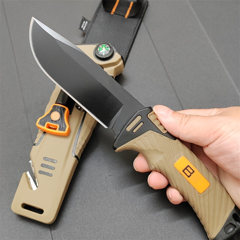 10,2 Zoll Outdoor Taschenmesser - Ultra scharf, hohe Härte, tragbar mit rutschfestem Griff, Nachtlicht, Kompass, Magnesiumstab und Sicherheitsklinge - Essentiell für Camping und Reisen