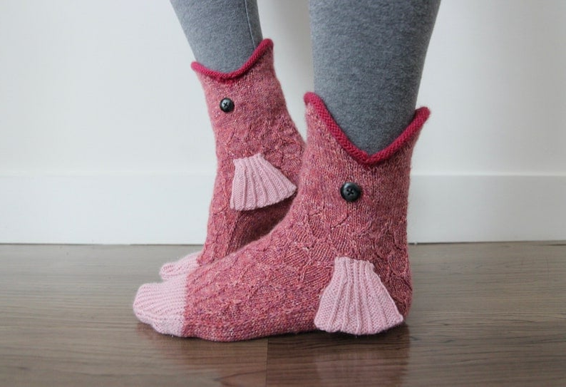3D Strickkrokodil-Socken