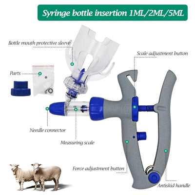1Ml/2Ml /5Ml kontinuierliche Impfstoffinjektion mit 10 Nadeln automatischer Veterinärspritze für Nutztiere Schwein Rinder Schafe Hühner