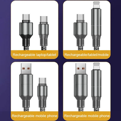 100W Schnellladung 4-in-1 Kabel Typ-C zu Lightning