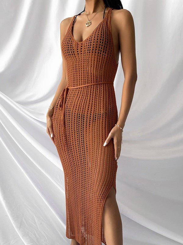 Avelena | Badeanzug Strand Lässig Sling Strick Überwurf Kleid