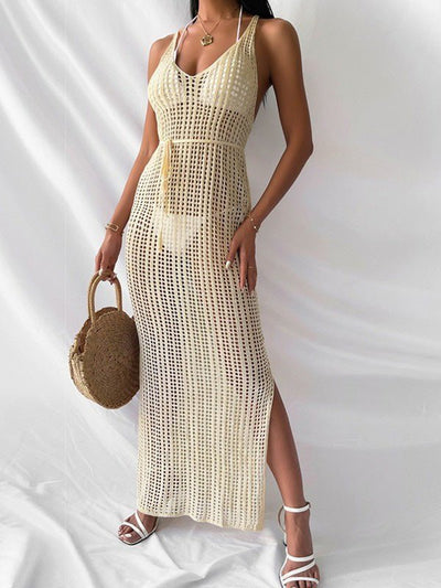 Avelena | Badeanzug Strand Lässig Sling Strick Überwurf Kleid