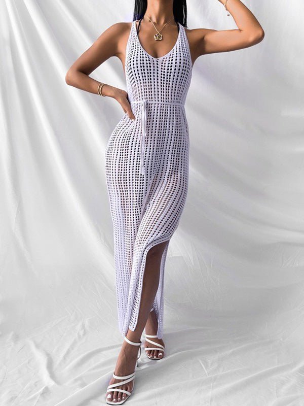Avelena | Badeanzug Strand Lässig Sling Strick Überwurf Kleid